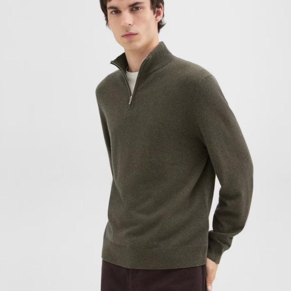 Theory Mens Knit Merino Wool Sweater Half Zip Size S